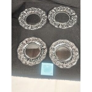Cambridge Rose‎ Point Etched Crystal Glass Plates 8" - Set of 4
